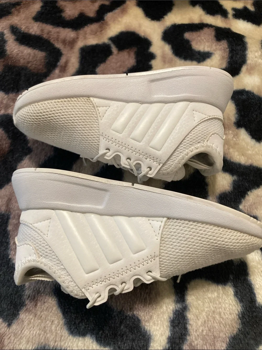 adidas Kids All-White Knit Slip-On Sneakers